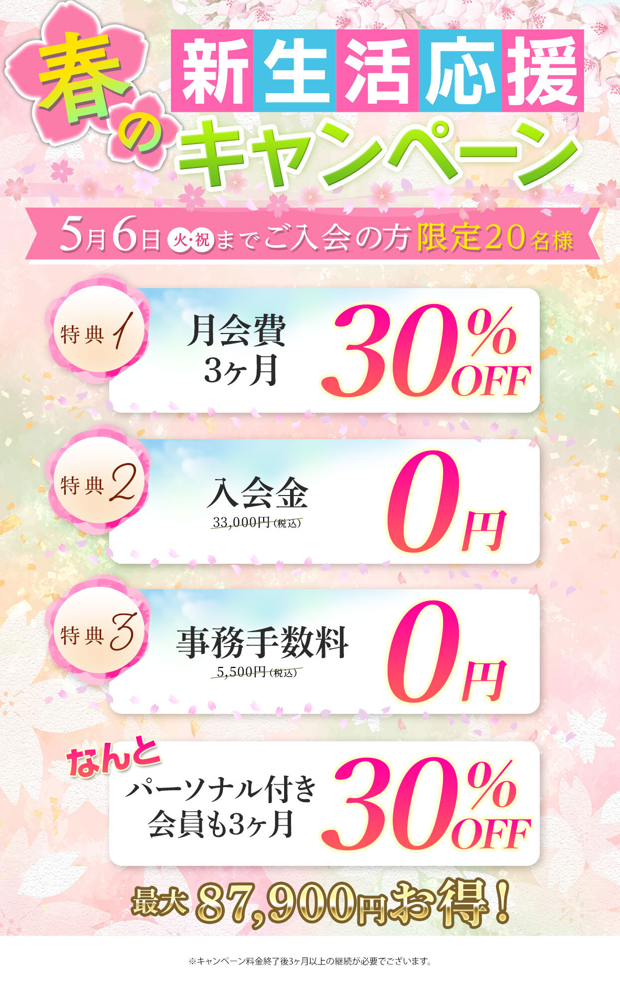 フィットネスクラブ広尾・3月キャンペーン