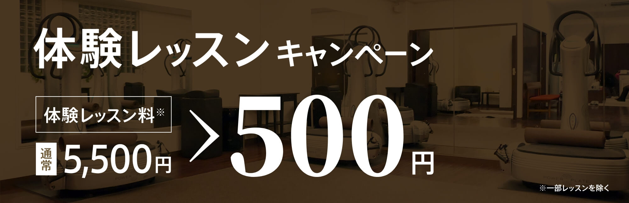 体験レッスンキャンペーン 体験レッスン料が通常5,500円のところ500円に ※一部レッスンを除く